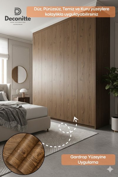 Deconitte Self Adhesive Wood Look Kitchen Bathroom Countertop Wall Cabinet Table Veneer 60X300cm