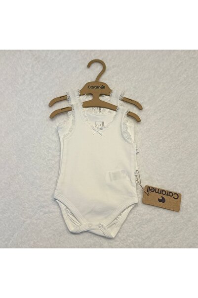 Caramell Girl's 2-Piece Lace Detailed Undershirt with Snap Buttons on the Bot...