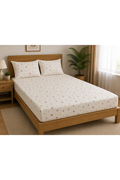 pınarhome collectıon 100% Organic Cotton Fabric Elastic Fitted Sheet+ Pillowc...
