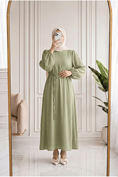 BENAHOLL Lunia Balon Kol Hakim Yaka Belted Vrn Dress-Ek124.12 Mint