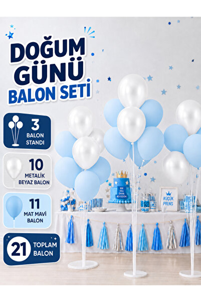 GenelTedarik 21 Balonlu Doğum Günü, Kutlama, Parti Balon Seti - 3 Adet Balon ...