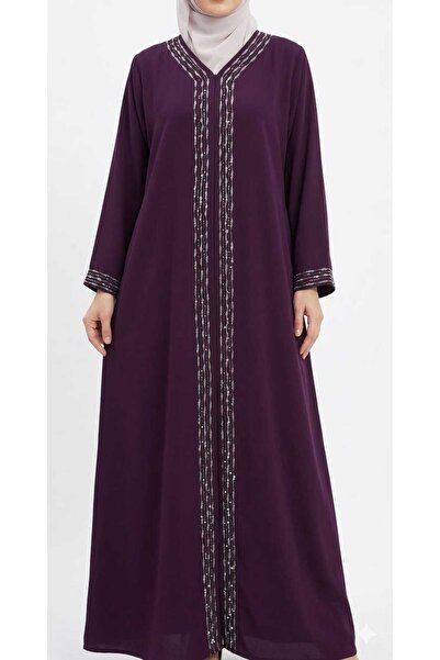 Noor al dhuha Closed straight cut Abaya - Purple