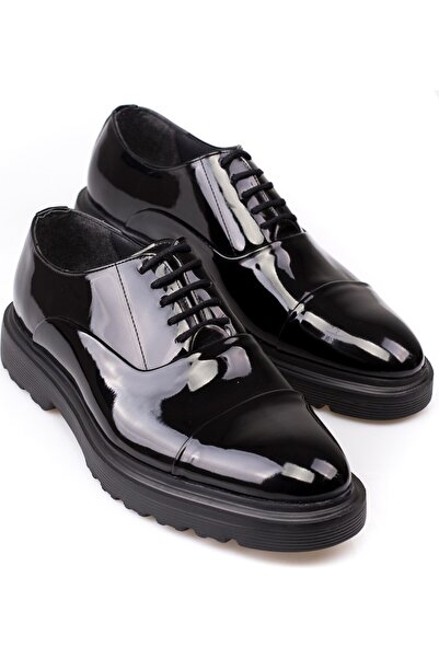 gizlitopuk 6 cm Height Increasing Hidden Heel Black Patent Leather Groom's Sh...
