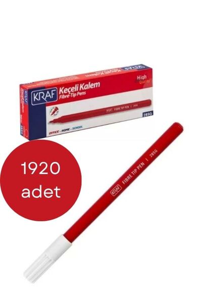 GÜMRÜK BEY Kraf 285g Red Felt-Tip Pens, 1920 Pieces - 1 Box