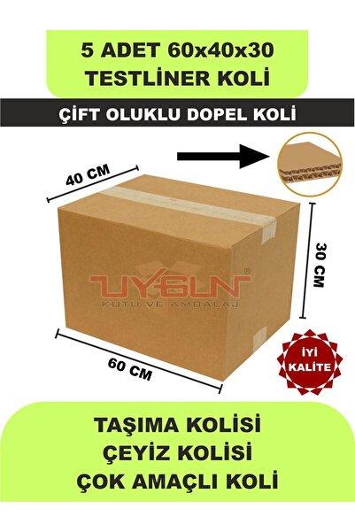 Uygun Kutu ve Ambalaj 5 ADET 60x40x30 EV TAŞIMA KOLİSİ, ÇEYİZ KOLİSİ, BOŞ KOL...