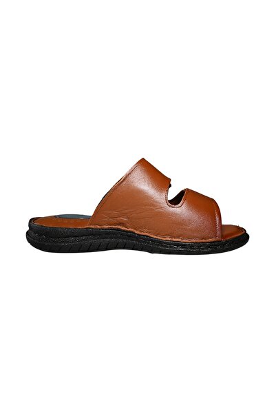 NORRSKEN Karel Men's Genuine Leather Double Velcro Comfortable Slippers Brown