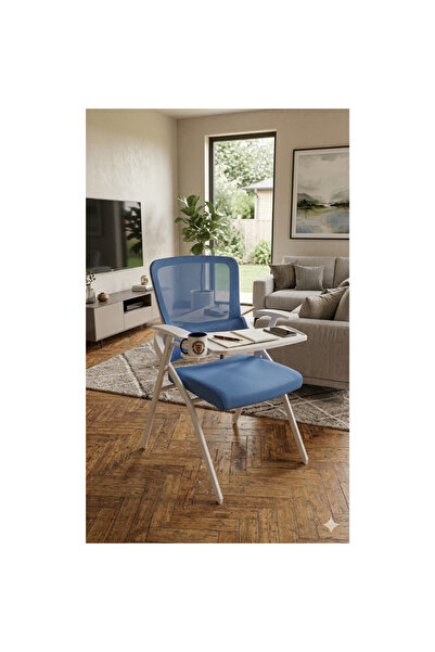 shopandshop Black Mesh Study Chair – Ergonomic Chair with Writing Pad for Stu...