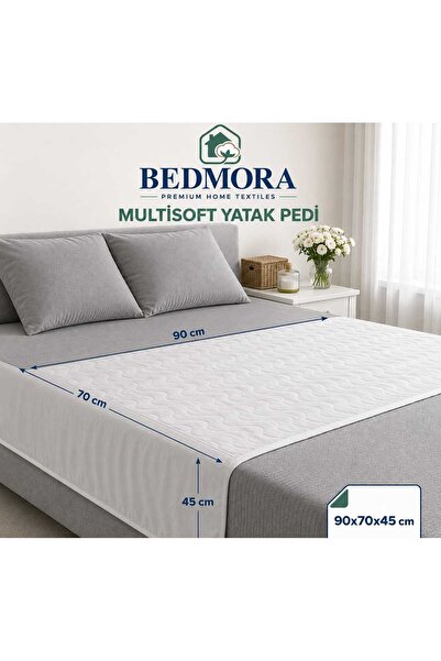 PureHouse BEDMORA Multi Soft Beyaz Yatak Pedi - Yıkanabilir 5 Katlı Emici Has...