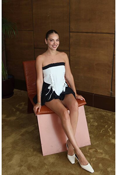 Julidress Premium Set with Ribbon Detailed Corset Blouse and Mini Balloon Skirt