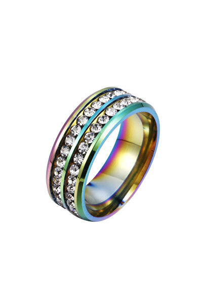 Black Season Double Zircon Ring Classic Steel Size 5-8 |   Black Season