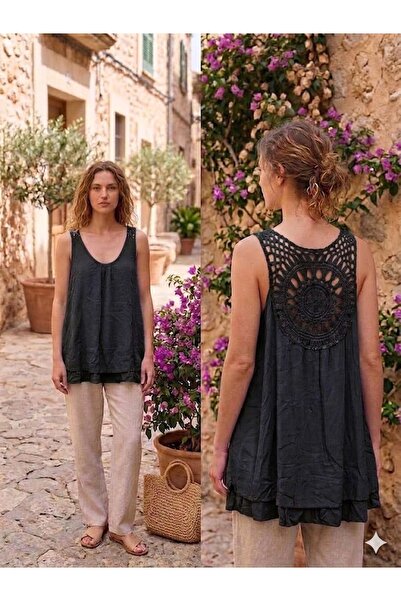 AYASOFYA OTANTIK Women's Italian Lace Detailed Strappy Blouse