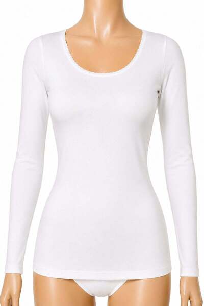 YILDIZ Ribana Long Sleeve White Women's Undershirt 100% Cotton