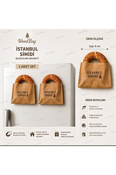 WoodBay İstanbul Simidi Magnet 2'li Set 6 cm Buzdolabı Magneti Hediyelik İsta...