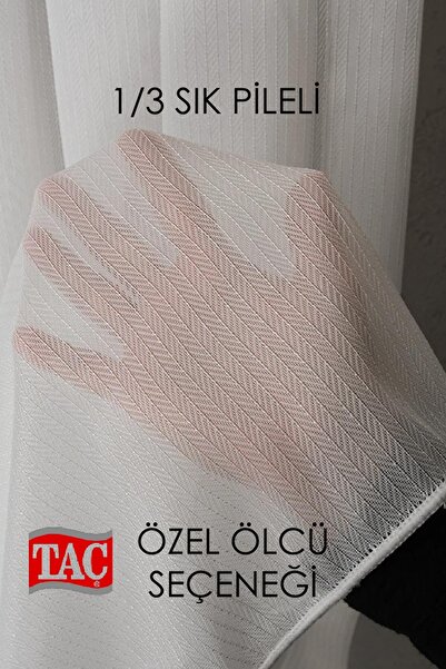 Perde Shop Özel Ölçü 1/3 Sık Pileli Premium Balıksırtı Desen Tül Perde Salon,...