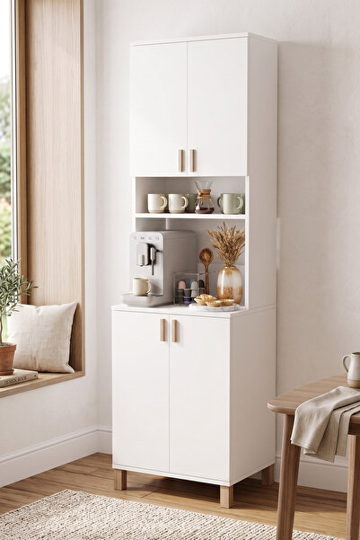 Yurudesign Oslo Ahşap Ayaklı 45 cm Derinlik Dar Alan Çok Amaçlı Mutfak Kiler ...