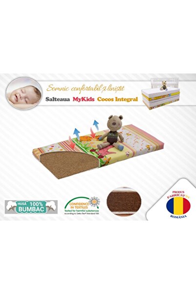 MY KİDS Saltea MyKids Fibra De Cocos Integral 120x60x12 Husa Bumbac Imprimat