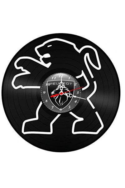 Peugeot Ceas de perete decorativ din disc de vinil, Logo Leu / Model Mașină F...