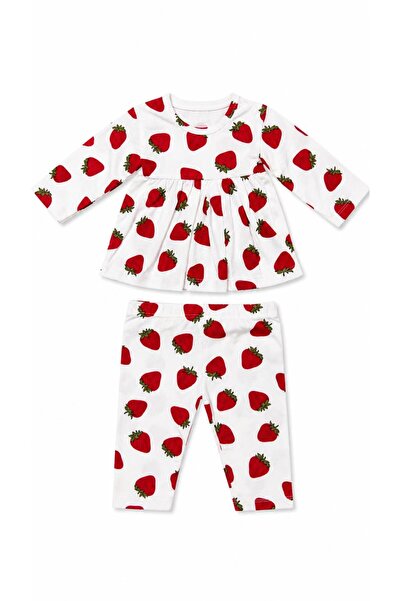 Oz Baby Baby Girl Strawberry Patterned Set Cotton Flexible 2-Piece Tights Set...