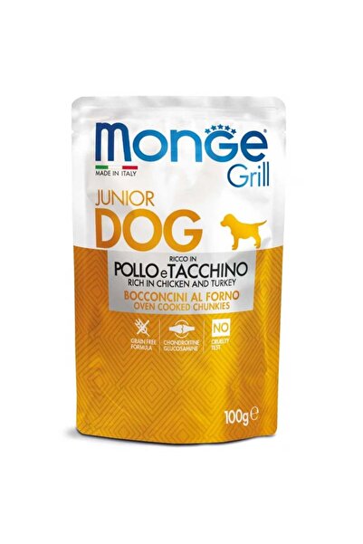 Monge Grill Υγρή Τροφή Κουταβιού με Κοτόπουλο και Γαλοπούλα 100gr