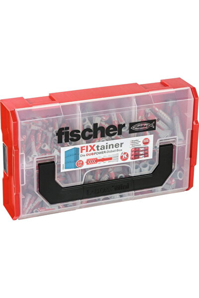 Fischer FIXtainer - DUOPOWER - diblu - gri deschis / roșu - 210 bucăți