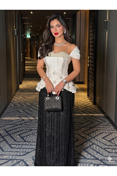 berlanty Luxury Evening Dress with Unique Corset Design and Embossed Pearls