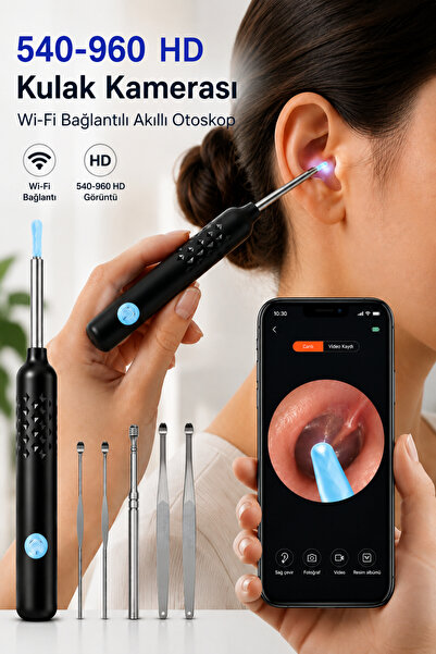 ESENLİWE 540-960 HD Wi-Fi Kulak Kamerası Akıllı Otoskop Kulak Temizleme Seti