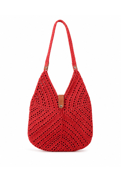 Öztürk Tekstil İp Handmade Knitted Handle Women's Shoulder Bag Large Size Sum...