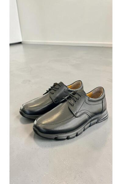eforia 2615 Black Genuine Leather Full Orthopedic Casual Daily Men's Shoes