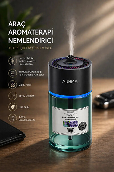 auhma Araç İçi Hava Nemlendirici/Difüzörü Aromaterapi Ve Yıldız Tavan Lazerli