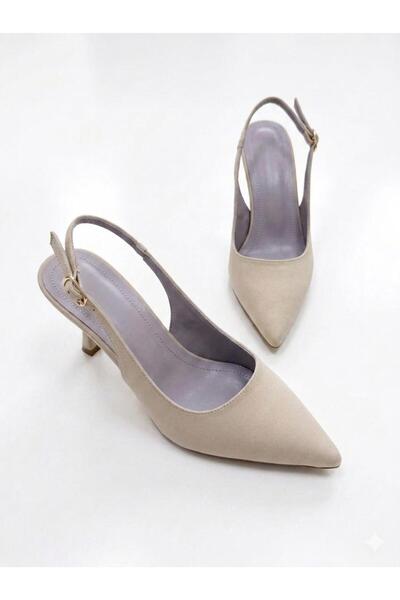 MAYA SHOES Kadın Slingback Arkası Acık Sivri Burun Topuklu Ayakkabı