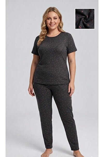 sleeproom Plus Size Pointiel Patterned Pajama Set