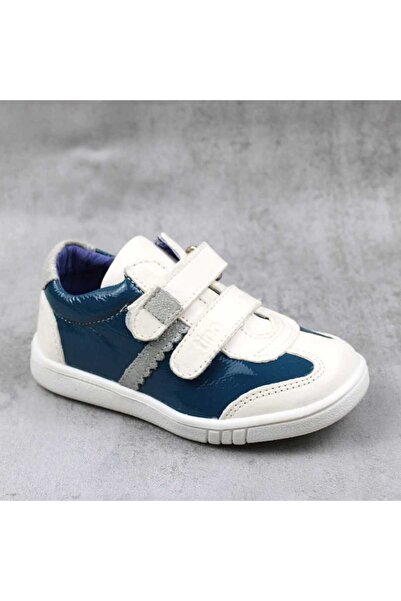 tino Pantofi sport , pentru copii , din piele naturala , lacuita 1839-BLEU/ALB/L