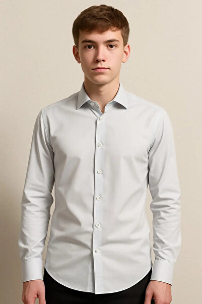 diğer1234 γκρι απαλό πουκάμισο για αγόρια HOD BE HOD Slim Fit — s