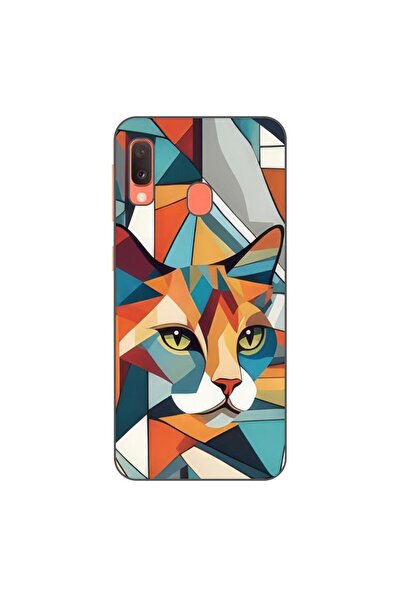 OEM Husa compatibila cu Samsung Galaxy A20e Silicon Gel Tpu Model Cubic Cat Art