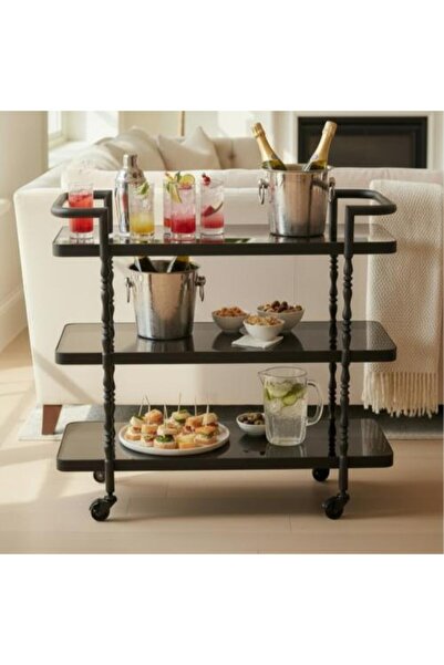 TRENDİ Serving Cart 3 Tiers Black Color