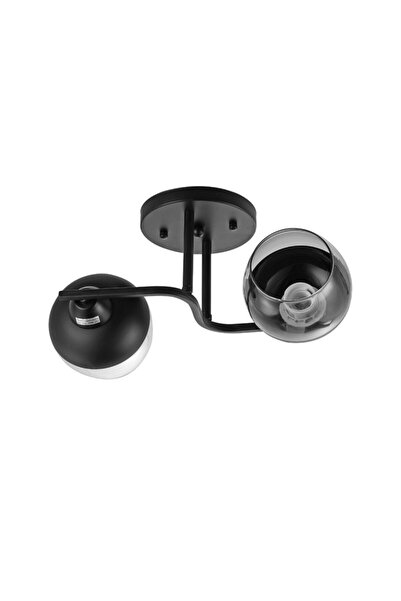 Klausen Lustră modernă neagră cu 2 becuri E27, design industrial pentru livin...