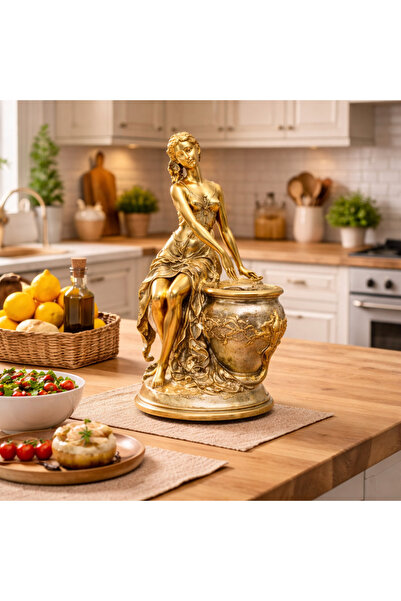 Vivendo Statueta decorativa femeie eleganta, suport tip vas, rasina, finisaj ...