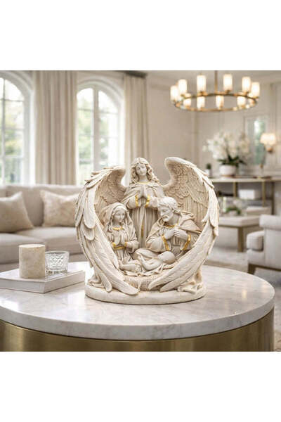 Vivendo Statueta decorativa scena Nasterea Domnului cu inger decor religios e...