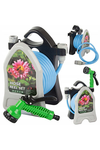 Vivendo Set furtun gradinarit 10m 1/2" cu suport, plastic, 26x17x14cm