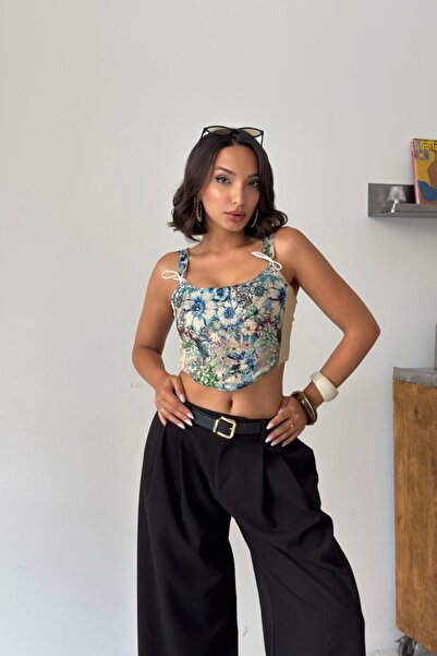 Cistern İstanbul Women's Colorful Lace Detailed Bustier