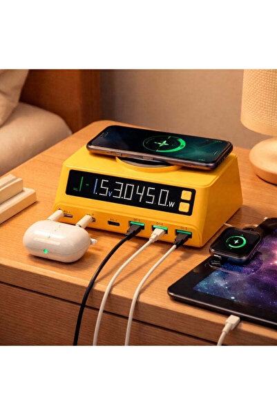 Vivendo Statie de incarcare wireless M9A 110W cu 6 porturi USB si afisaj LED ...