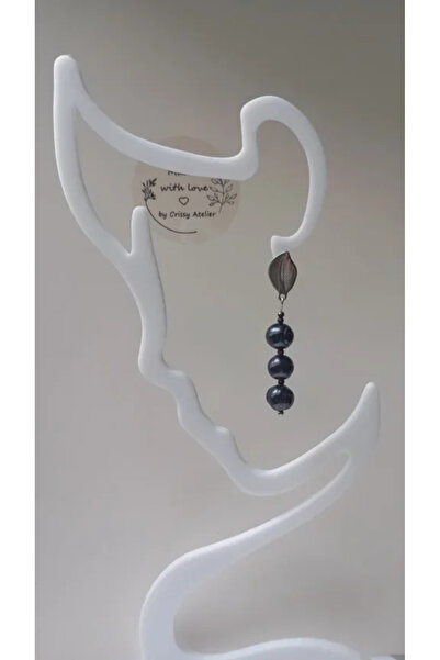 OEM Cercei cu perle negre de 6-7 mm și zirconiu cubic, stil rebel, sofisticat