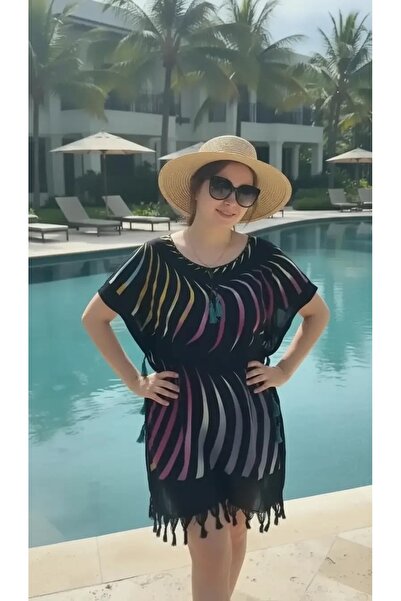 ELİTE NOVA SHOPPİNG Cotton Black Printed Pareo – Cotton Beach Dress with Loos...