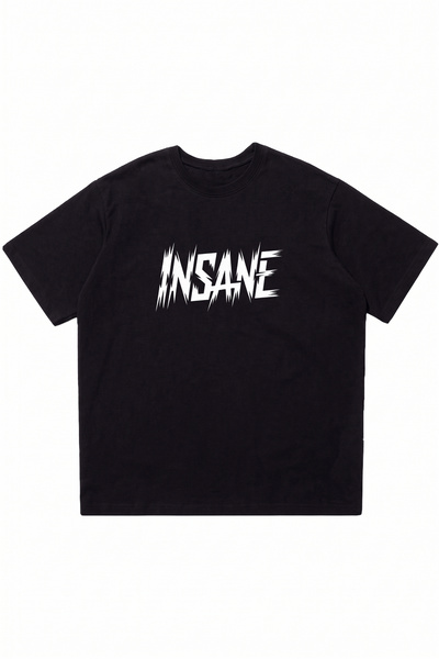 DASH WEAR Insane Printed Black Oversize Crew Neck T-Shirt