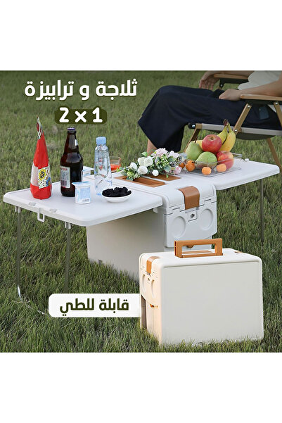 Lorraya صندوق تبريد قابل للطي مع طاولة نزهة 2 في 1، سعة 17 لتر، مجموعة للتخيي...