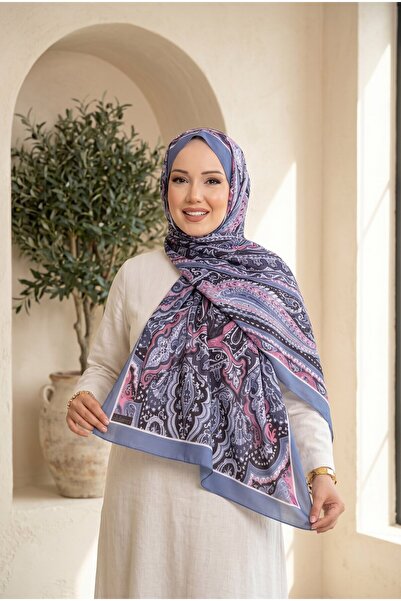 EBRUTESETTÜR سلسلة شالات بنمط عرقي باللون النيلي