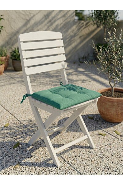 ELİTE COLLECTİON Sandalye Minderi 40x40 | Pamuklu Kumaş, Bağcıklı Kaymaz Taba...