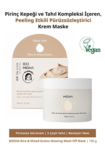 MIDHA Pirinç İçeren Peeling Etkili Pürüzsüzleştirici Krem Maske Rice & Mixed ...