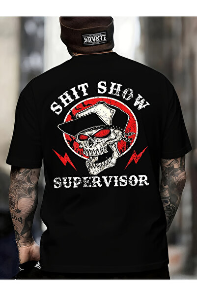 LİNA06 Men's 'Disorder Supervisor' Funny Graphic T-Shirt - Edgy Skull Disorde...