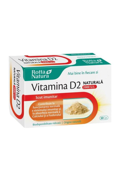 Rotta Natura Vitamina D2 Naturala 2000 U.I. Rotta Natura, 30 capsule